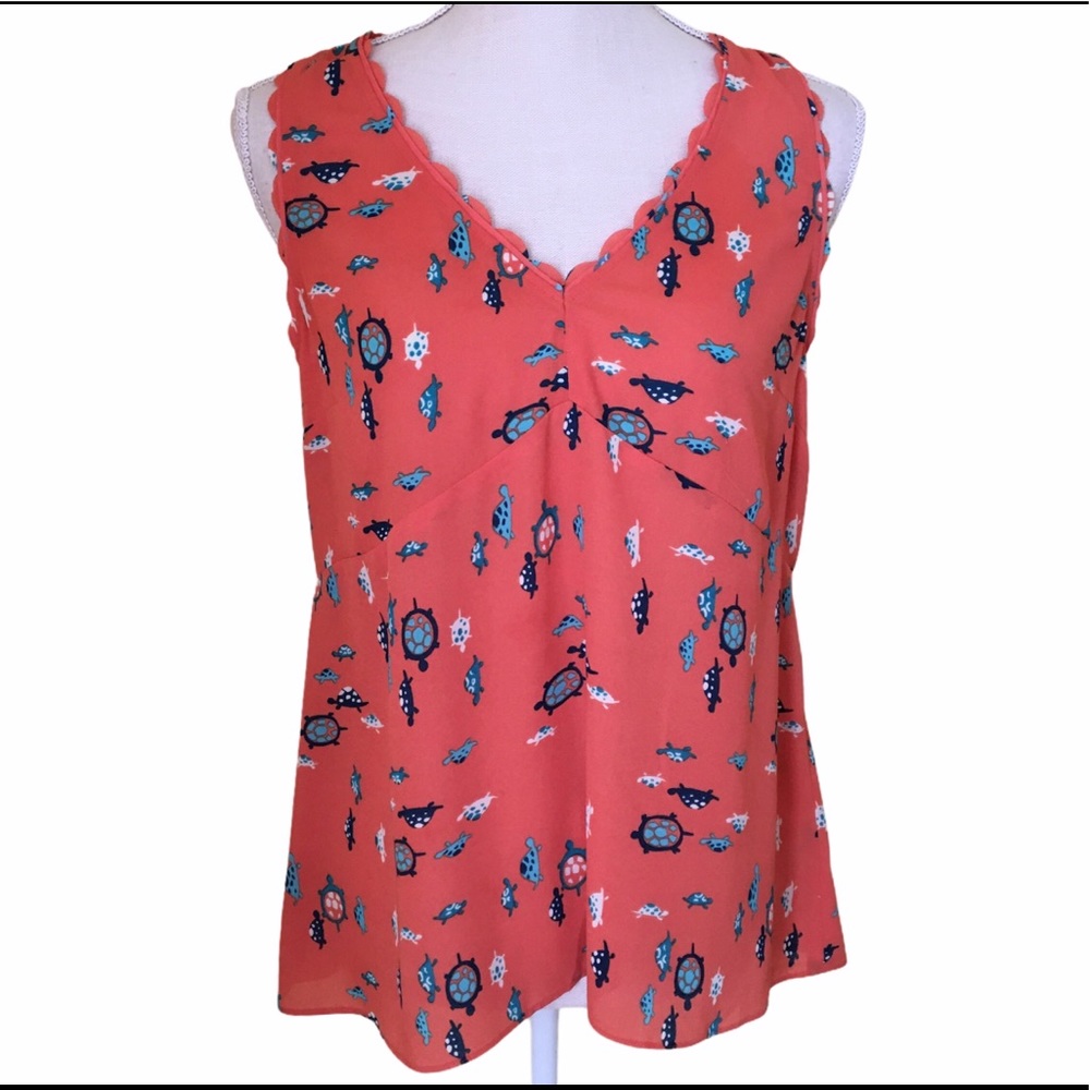 Maeve Turtle Print Sleeveless Blouse 8